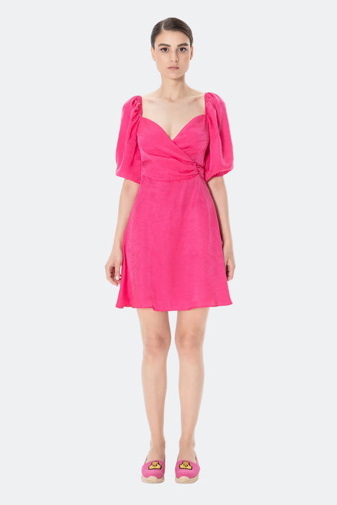 Sweetheart Neckline Balloon Sleeve Midi Dress