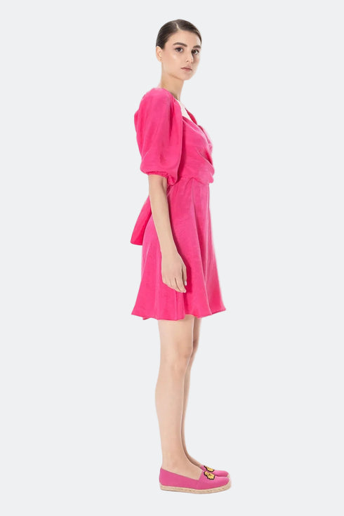 Sweetheart Neckline Balloon Sleeve Midi Dress