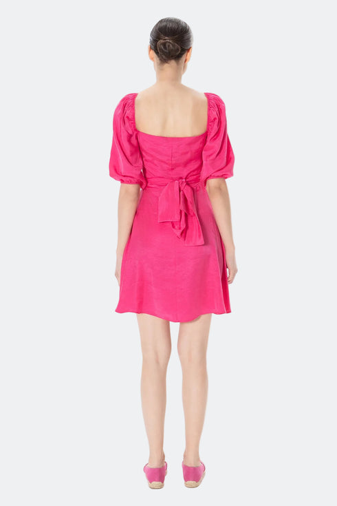 Sweetheart Neckline Balloon Sleeve Midi Dress