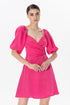 Sweetheart Neckline Balloon Sleeve Midi Dress