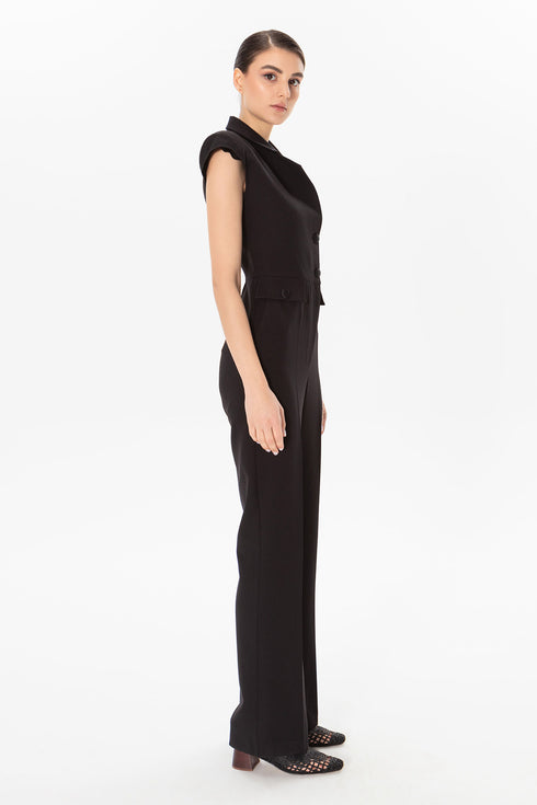 Bootcut Black Long Jumpsuit