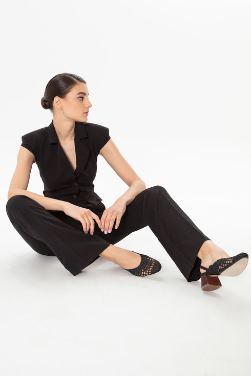 Bootcut Black Long Jumpsuit