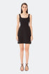 Square Collar Cut Out Black Mini Dress