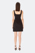 Square Collar Cut Out Black Mini Dress