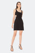 Square Collar Cut Out Black Mini Dress
