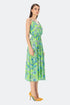 Floral Patterned V-Neck Midi Dress With Pockets