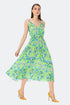 Floral Patterned V-Neck Midi Dress With Pockets
