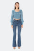 Square Collar Balloon Sleeve Crop Top