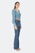 Square Collar Balloon Sleeve Crop Top