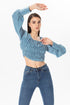 Square Collar Balloon Sleeve Crop Top