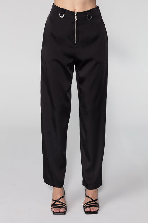 Straight Cut Trousers With Metal Detail