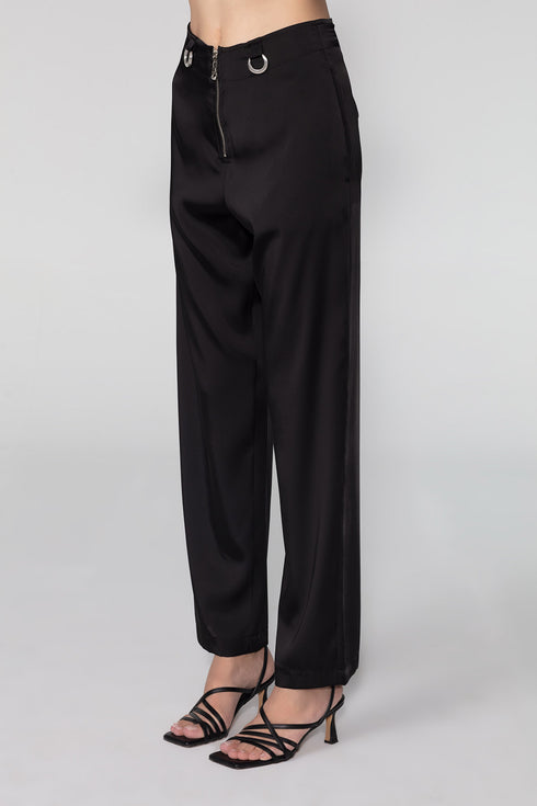 Straight Cut Trousers With Metal Detail