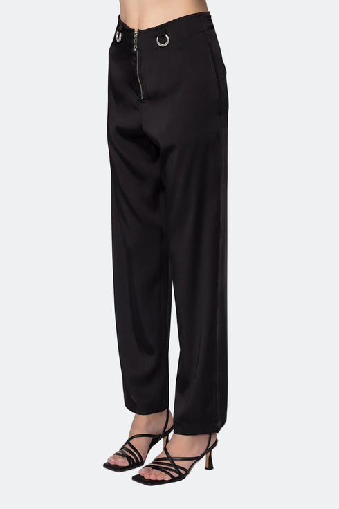 Straight Cut Trousers With Metal Detail