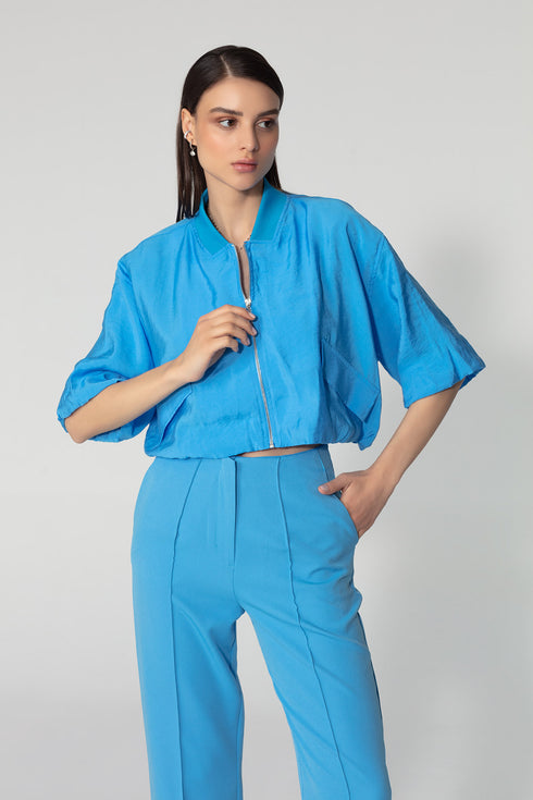 Back Zipped Bomber Jacket