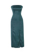 Green Satin Bodycon Midi Dress