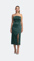 Green Satin Bodycon Midi Dress
