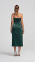 Green Satin Bodycon Midi Dress