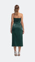 Green Satin Bodycon Midi Dress
