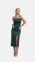 Green Satin Bodycon Midi Dress