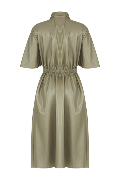 Short Sleeve Vegan Leather Dress