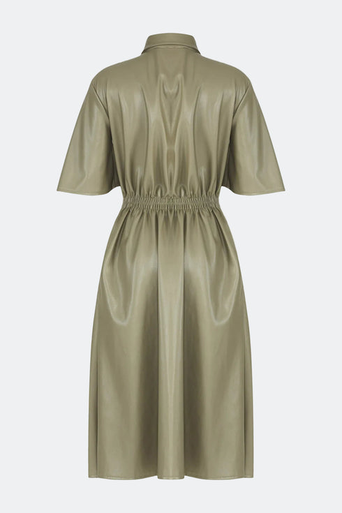 Short Sleeve Vegan Leather Dress