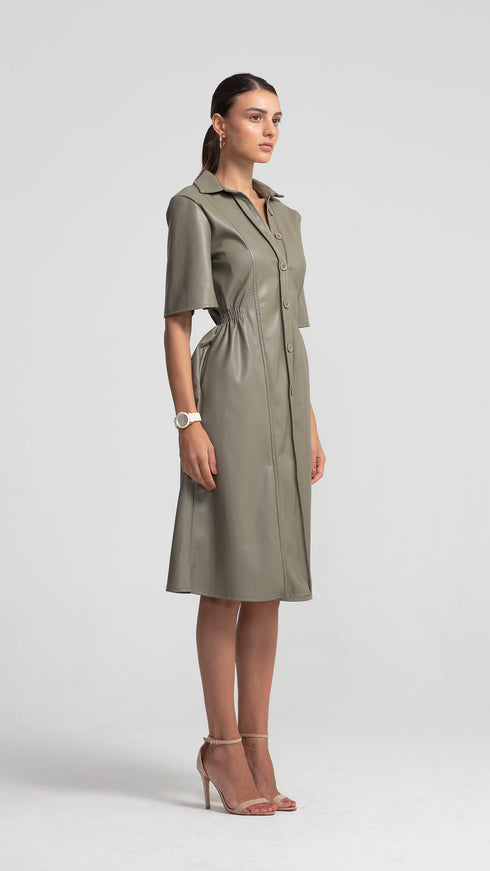 Short Sleeve Vegan Leather Dress
