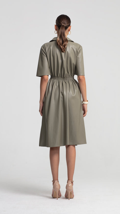 Short Sleeve Vegan Leather Dress