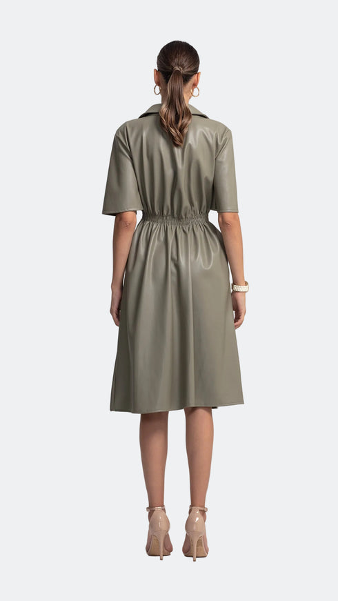Short Sleeve Vegan Leather Dress