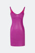 Vegan Leather Bodycon Royal Fuchsia Mini Dress