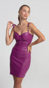 Vegan Leather Bodycon Royal Fuchsia Mini Dress