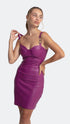 Vegan Leather Bodycon Royal Fuchsia Mini Dress