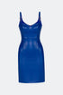 Vegan Leather Bodycon Cobalt Mini Dress