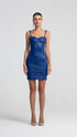 Vegan Leather Bodycon Cobalt Mini Dress