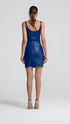 Vegan Leather Bodycon Cobalt Mini Dress