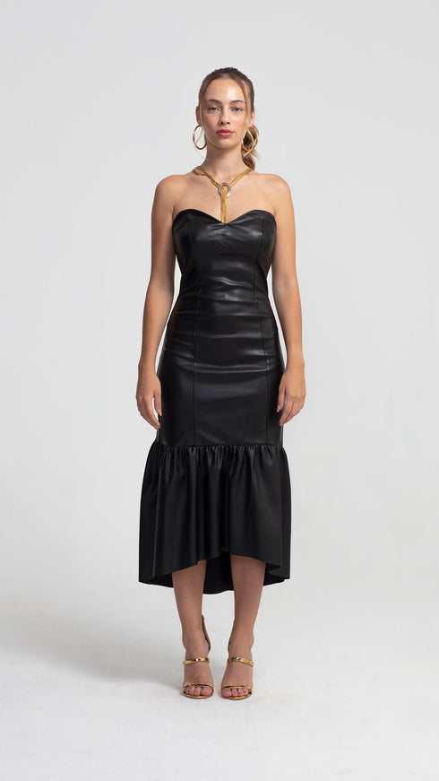 Vegan Leather Dianella Midi Dress