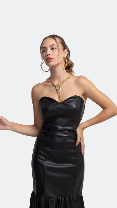 Vegan Leather Dianella Midi Dress