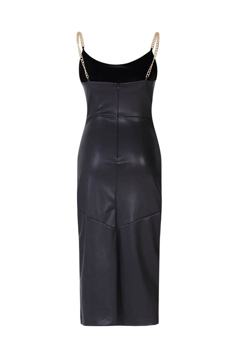 Vegan Leather Bodycon Kalmia Midi Dress