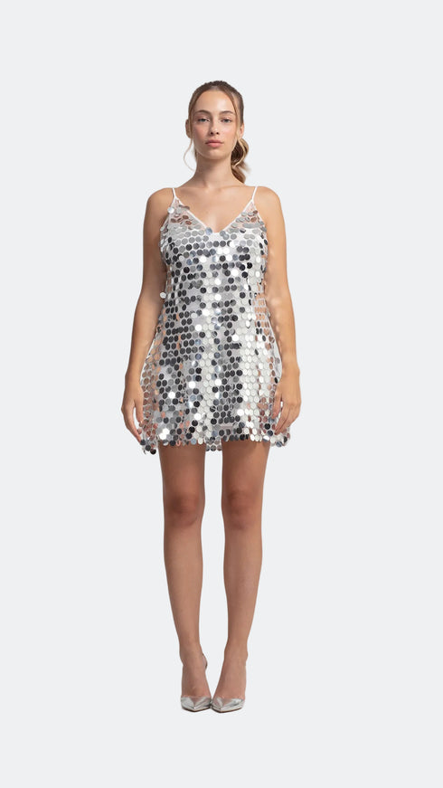 Full Sequin Straps Mini Dress