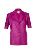Vegan Leather Royal Fuchsia Ruched Jacket