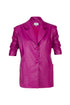 Vegan Leather Royal Fuchsia Ruched Jacket