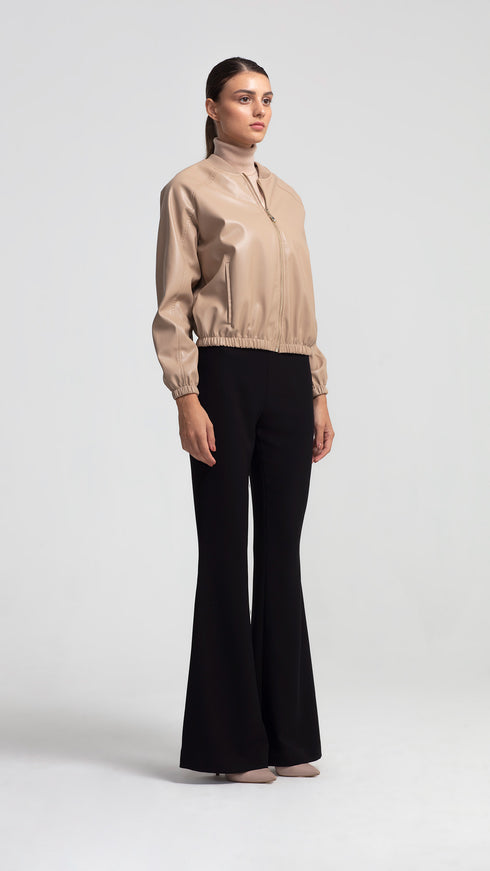 Vegan Leather Bomber Jacket