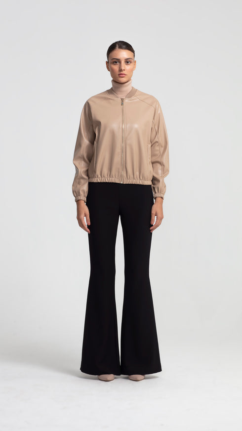 Vegan Leather Bomber Jacket