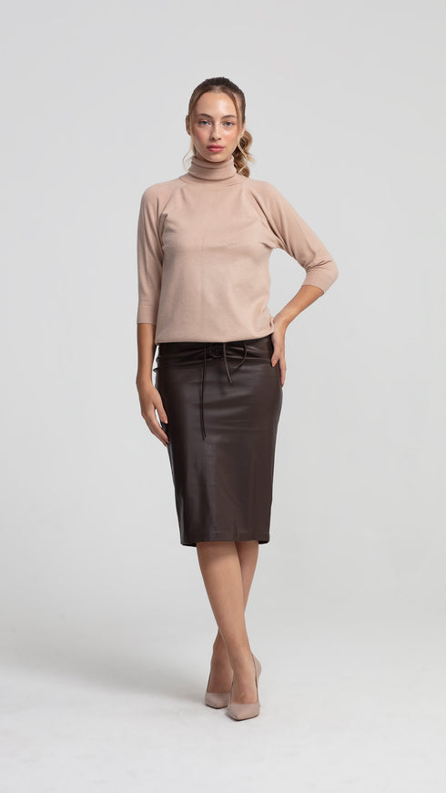 Vegan Leather Midi Skirt