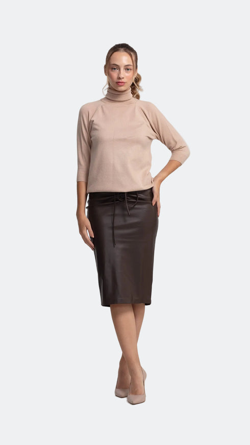 Vegan Leather Midi Skirt