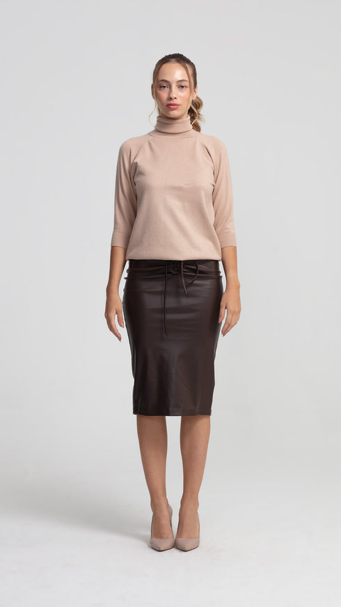 Vegan Leather Midi Skirt