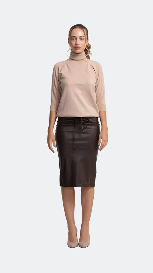 Vegan Leather Midi Skirt