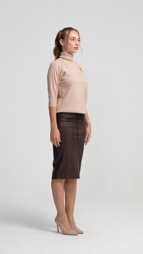 Vegan Leather Midi Skirt