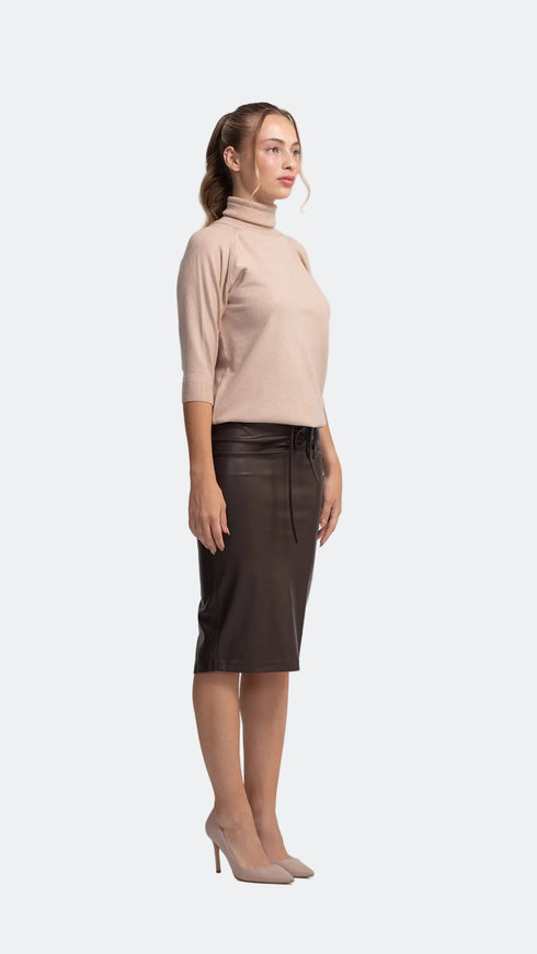 Vegan Leather Midi Skirt