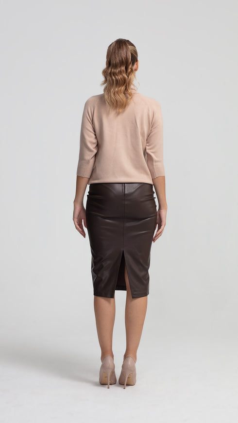 Vegan Leather Midi Skirt