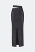 Cut Out Maxi Silver Shiny Skirt